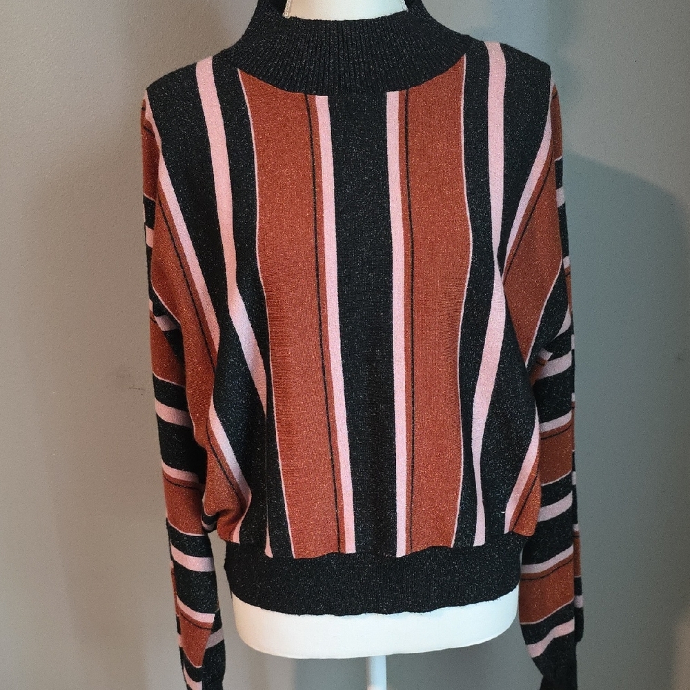 MINKPINK Striped Turtleneck Sweater Size Large